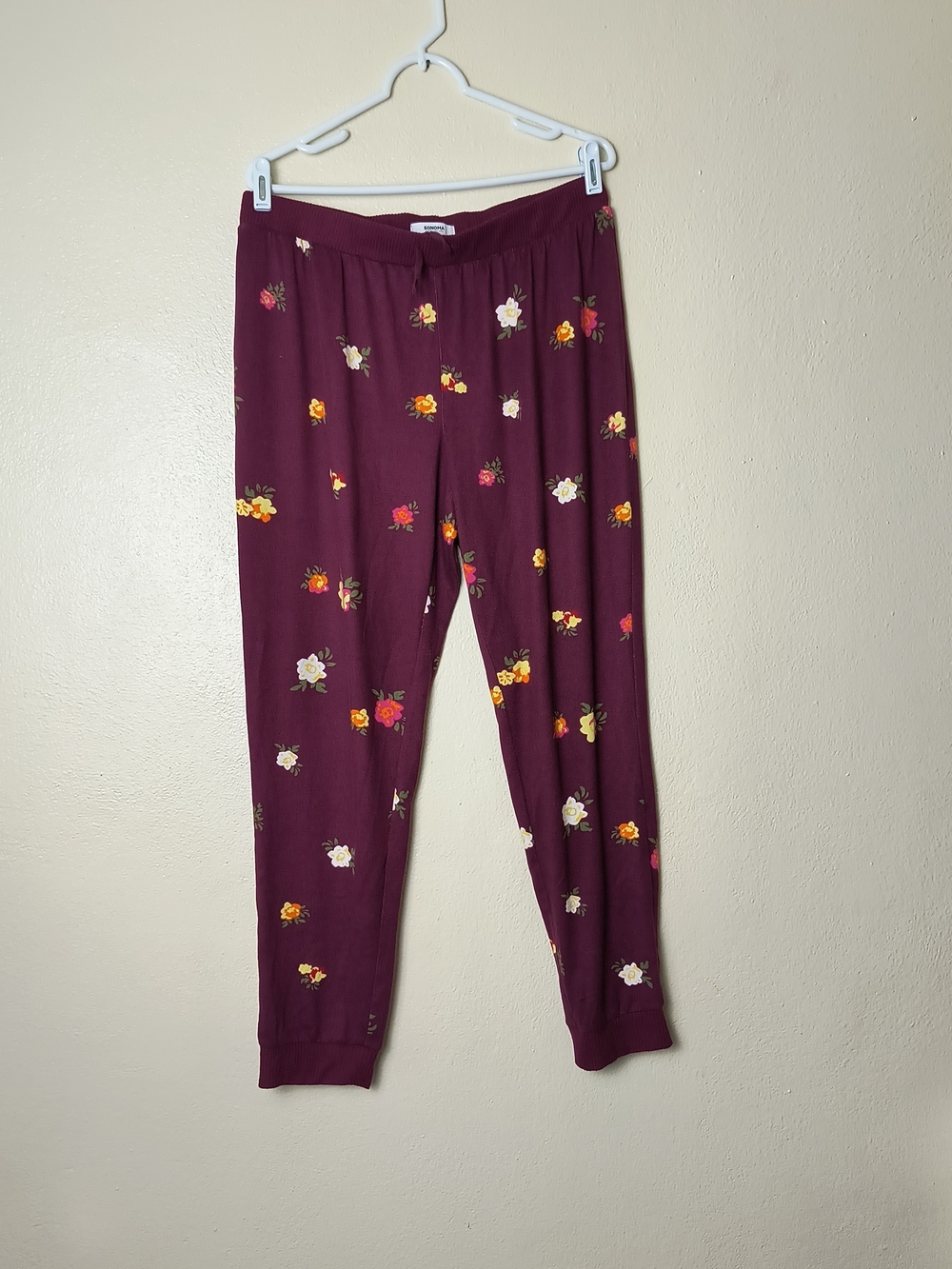 Sonoma L Burgundy Floral Sleepwear Lounge Pants
